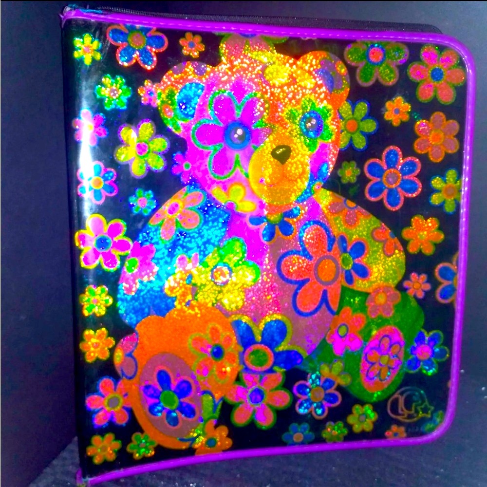 Lisa Frank teddy bear binder zip up